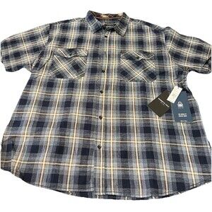 Kenneth Cole Men’s 3XL Button Up Short Sleeve Shirt Plaid Dress Casual